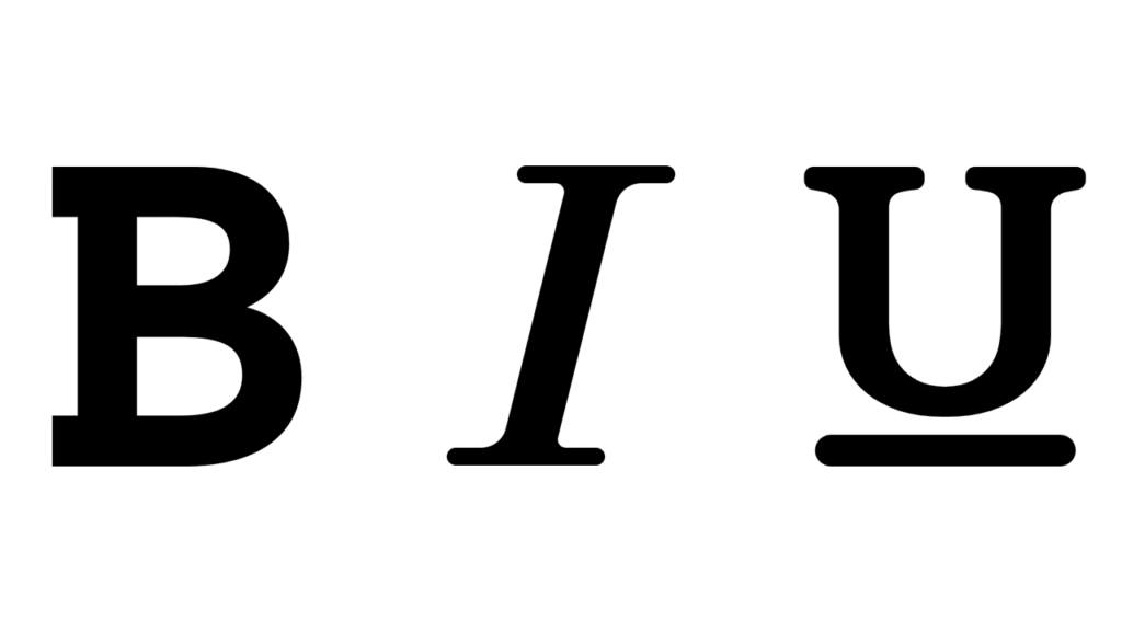 Mesej - Bold, italic, underline.